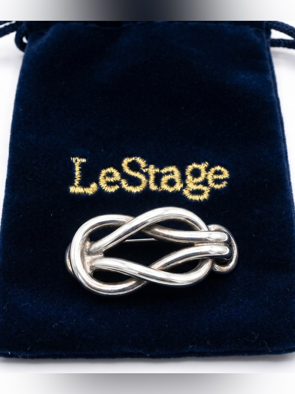LeStage Convertible Collection Square Knot Clasp Silver SB5719